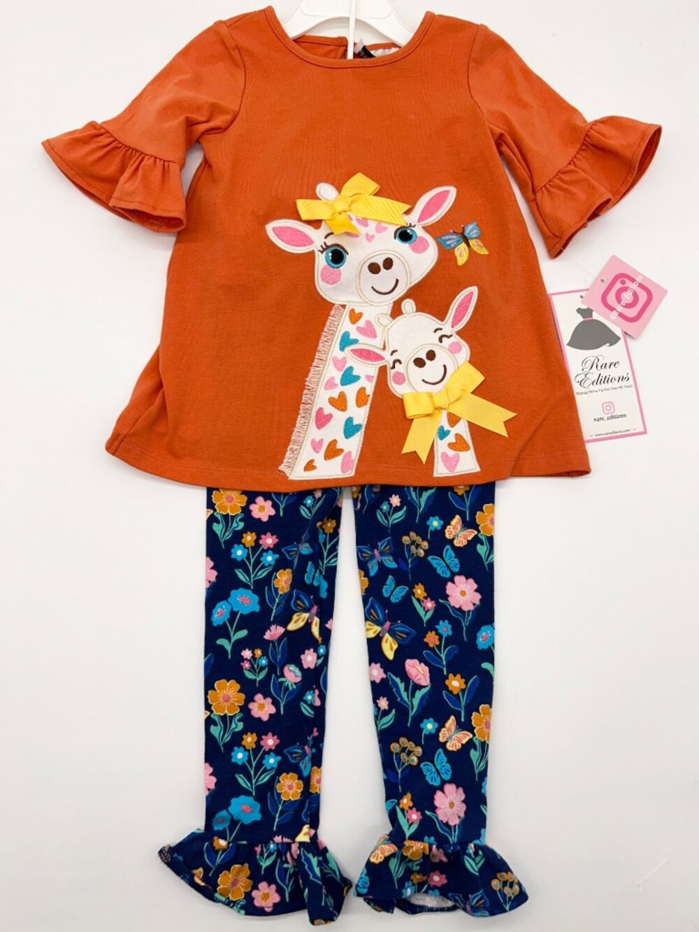NWT Rare Editions Girls 4T Giraffe Floral Outfit Set